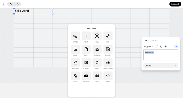 Edit Page Home screen