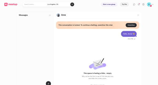 Direct messages | Meetup screen