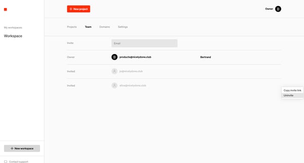 Standards - Team Members screen