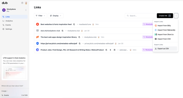 Dub.co - Link Management for Modern Marketing Teams screen