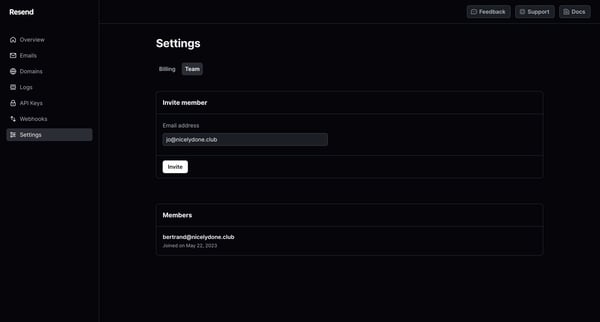 Settings · Resend screen