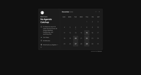 No Agenda Catchup | Matt Evans Cal.com screen