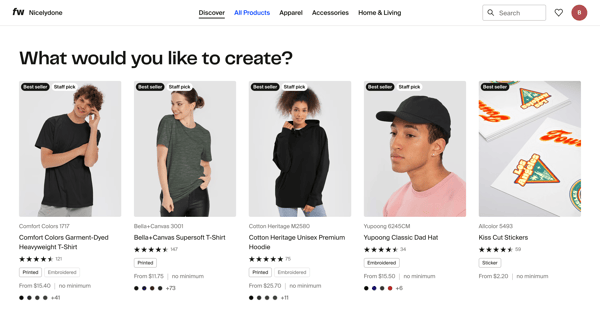Discover products screen