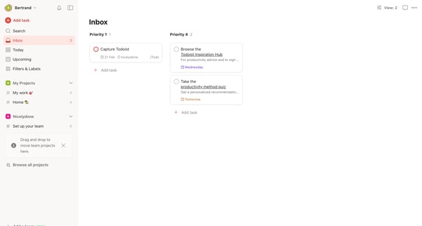 Inbox – Todoist screen