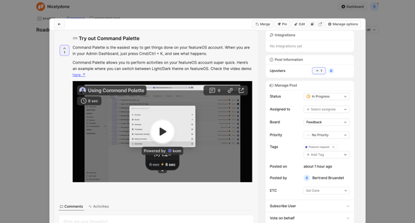 ⌨️ Try out Command Palette | Nicelydone from FeatureOS