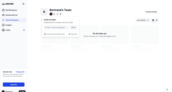 My Teams Workspace screen
