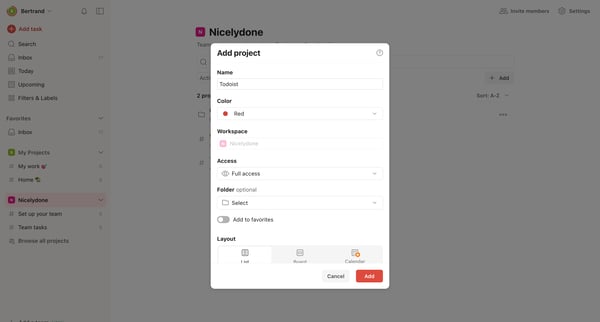 Nicelydone – Todoist screen