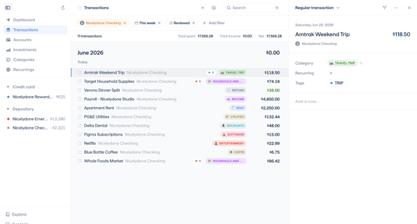 Copilot Money | Transactions screen