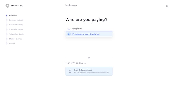 Mercury | Banking for startups screen