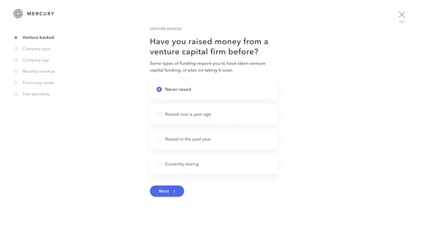 Mercury | Banking for startups screen