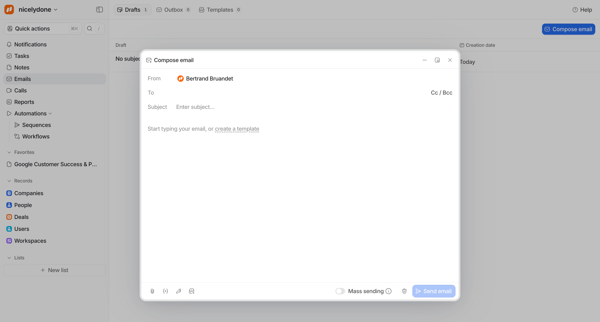 Emails - Attio screen