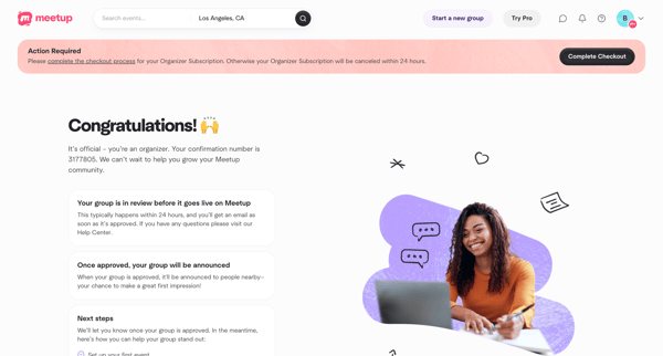 Welcome | Meetup screen