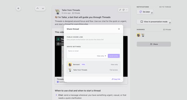 Today | Im Tailor, a bot that will guide you through Threads screen