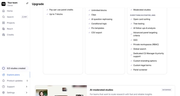 Maze - Pricing screen