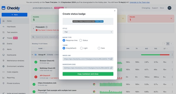 Dashboard screen