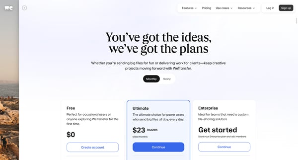 WeTransfer | Send Large Files Fast screen