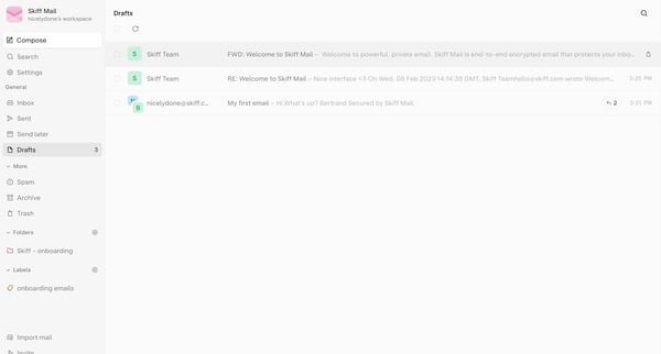 Drafts - nicelydone@skiff.com from Skiff