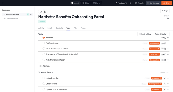 Internal · Northstar Benefits Onboarding Portal screen