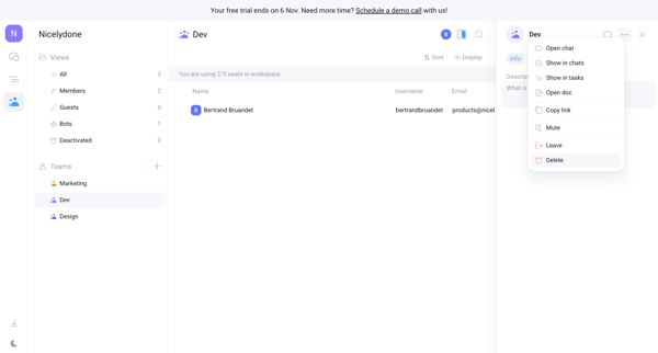 Nicelydone - Teams screen