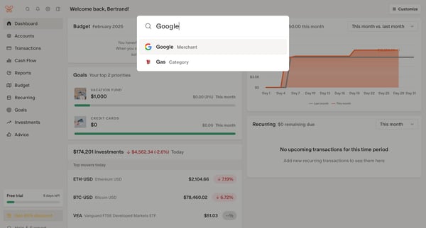 Monarch | Dashboard screen