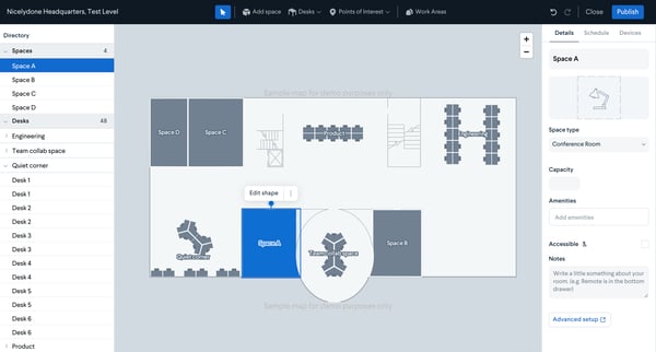 Manage Map - Nicelydone screen