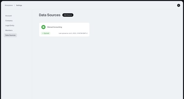 Data Sources screen