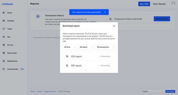 Coinbase screen