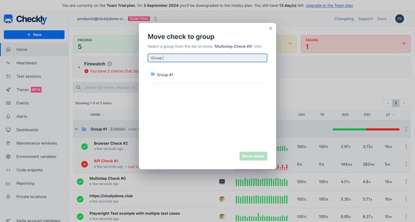 Dashboard screen
