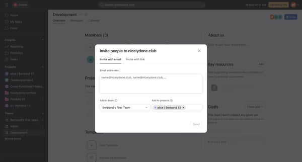 Development Team - Asana screen