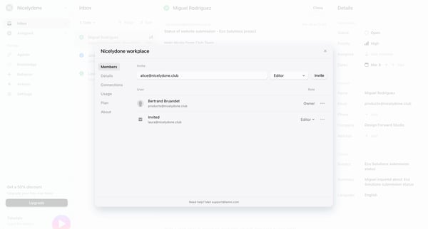 Inbox › Miguel Rodriguez screen