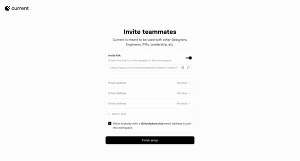 Current — Invite screen