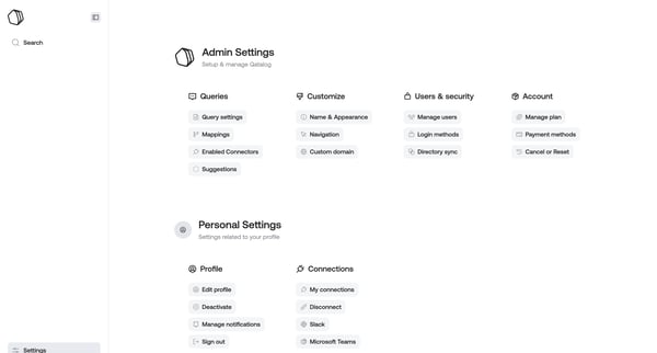 Settings · Qatalog screen