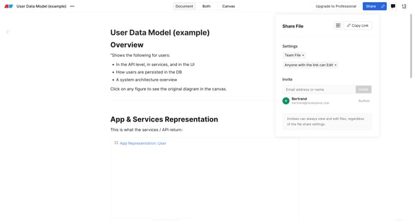 User Data Model example — Eraser screen