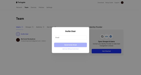 Twingate Admin screen
