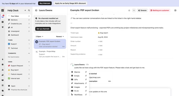 Example PDF export broken | Help Desk  Nicelydone  Intercom screen