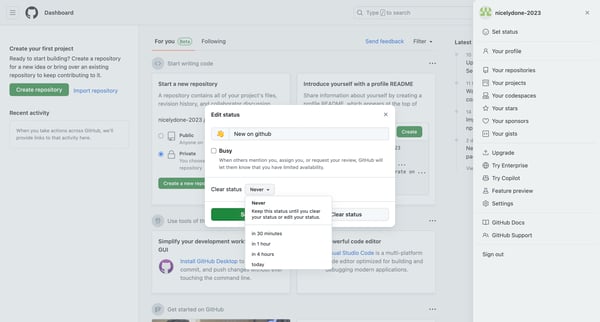 GitHub screen