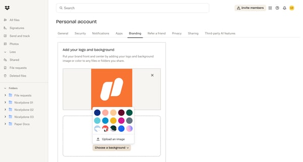 Branding - Dropbox screen