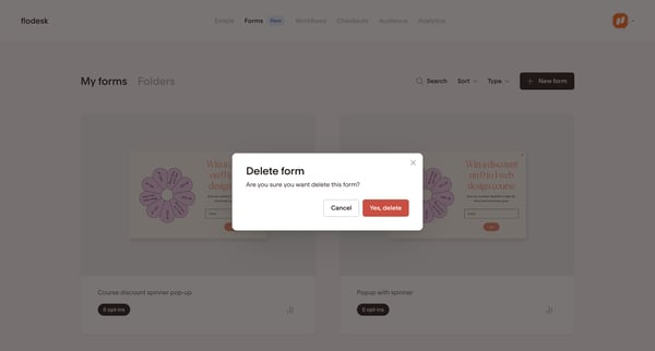 My form | Flodesk screen