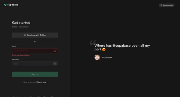 Supabase screen