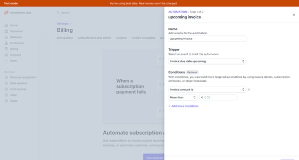 Billing – nicelydone.club – Stripe [Test] screen