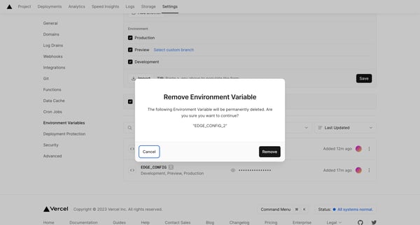 nextjs – Environment Variables - Vercel screen