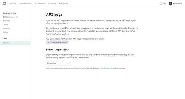 API keys - OpenAI API from OpenAI