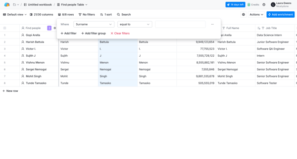 Clay | Find people Table screen