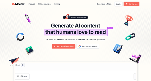 Macaw - Human Quality AI Writing At Scale screen