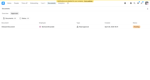 Approvals | Documents | Aboard screen