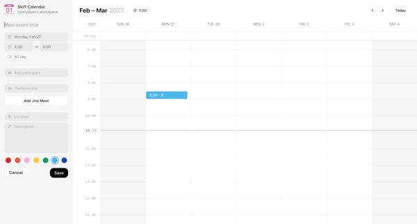 Skiff – Calendar screen