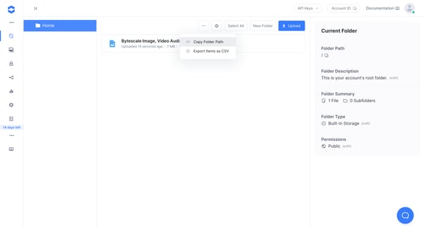 Files | Bytescale screen