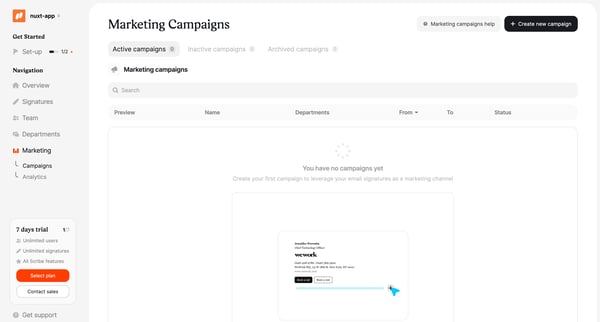 Campaigns | Marketing  Scribe screen