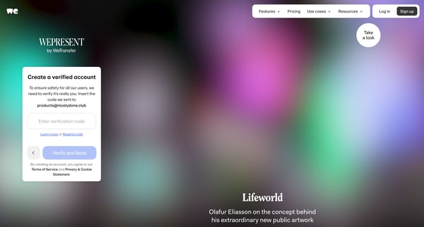 WeTransfer | Send Large Files Fast screen