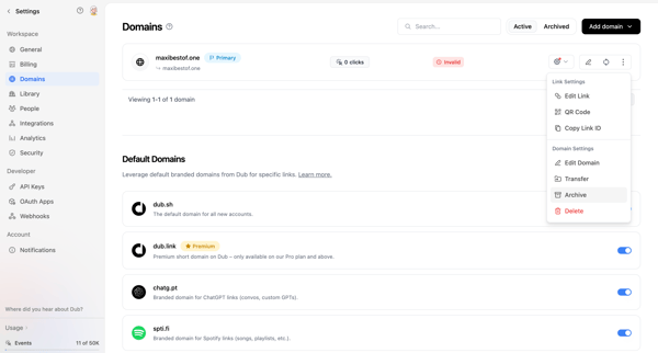 Dub.co - Link Management for Modern Marketing Teams screen